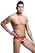 ONEFIT Men's Sexy Backless Underwear Brief Bikini Double Thongs Jockstrap G-string, Medium, Red