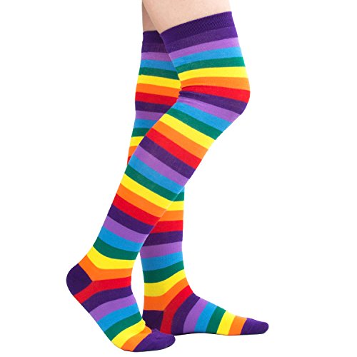 Acecharming Womens Party Colorful Rainbow Stripes Knit Leg Arm Warmer