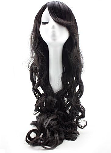 32 Inches Black Long Big Wavy Cosplay Synthetic Hair Wigs for Women