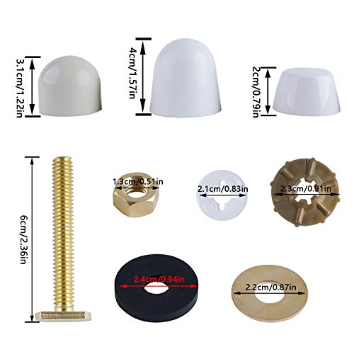 Toilet Floor Bolts and Caps Set, Universal Toilet Bowl to Floor Bolts