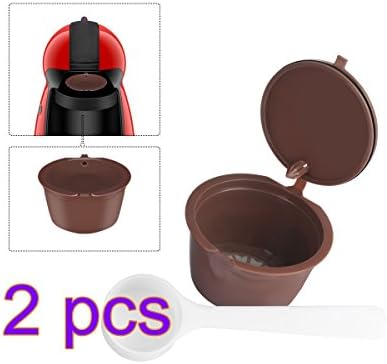 Winbang Coffee Capsule, Refillable Dolce Gusto Capsules Reusable with Coffee Spoon Compatible for Nescafe Genio Piccolo Esperta and Circolo (2pcs)