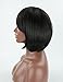 Sythetic Short Straight Bob Wigs Jet Black 1b for Women with Side Bangs Heat Resistant Synthetic None Lace Wig