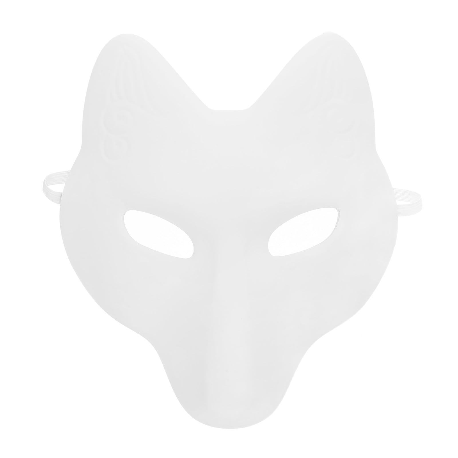 Amosfun White Fox Mask Full Face Kitsune Mask Blank Fox for Halloween Carnival and Masquerade Diy Craft Lightweight Pu Leather and Eva Dress up Accessory