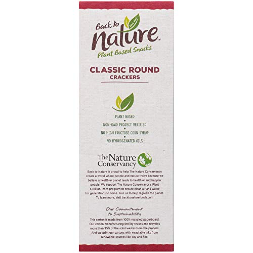 BACK TO NATURE CLASSIC ROUND CRACKERS – DAIRY FREE, NON-GMO, MADE WITH WHEAT FLOUR & SEA SALT, DELICIOUS & QUALITY SNACKS, 8.5 OUNCE