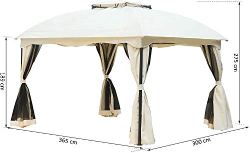 DNNAL Garten-Pavillon, Doppeldachaußen Canopy Marquee Partyzelt Wetter mit Moskitonetz für Villa Hof Sonnenschein… – Bild 8