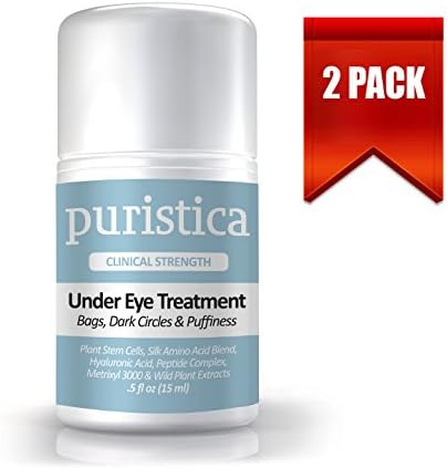 Under Eye Gel Cream for Puffy Eyes, Dark Circles, Bags & Wrinkles - 98% Natural, 75% Organic - Metrixyl 3000, Hyaluronic Acid, Plant Stem Cells, Peptides - Puristica 15 ML (2 Pack (2x15ML))