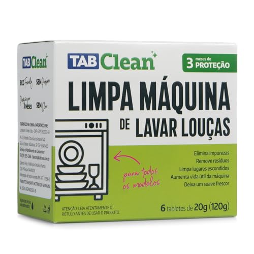 Limpa Maquina de Lavar Louças em Tabletes/Pastilhas TabClean cx c/06 und de 20g (120g) neutro