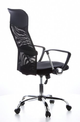 hjh-OFFICE-621100-Sedia-da-UfficioSedia-Girevole-ARIA-HIGH-Mesh-Nero-Supporto-Lombare-Regolabile-Braccioli-Fissi-Schienale-Ergonomico--Alto