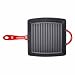 Zelancio Cookware Enameled Cast Iron Grill Pan - Square 10 Inch Pan is Perfect for Steak, Grilled Cheese, Panini's and more (Cayenne Red)