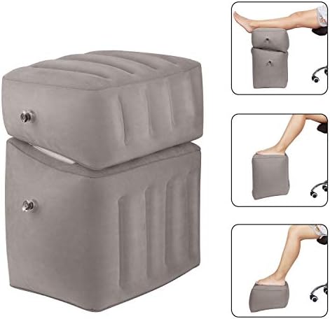 Inflatable Travel Foot Rest Pillow,Leg Rest Airplane Pillow, 2-in-1 Design for Height-Adjustable, Suitable for Kids to Lay Down or Sleep on Long Flights (2)