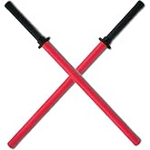 Set of 2 Red Padded Sparring Bokken Foam Sword Practice Blade