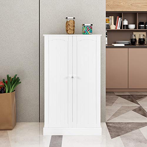 HOME BI Kitchen Pantry Cabinet 5 Door Storage Cabinet with 5 Shelves Cupboard Space Saving Cabinet,White - Thumbnail 2