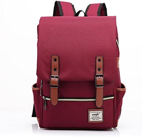 MssFine Unisex Cool Style School Backpack 15.6" Laptop Bag Casual Daypack, Burgundy, Large
