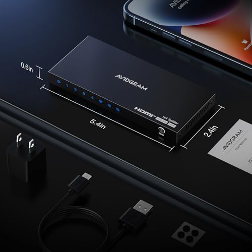 HDMI Splitter 1 in 4 Out 4K 60Hz 4:4:4, AVIDGRAM HDMI Splitter 4 Outputs with Copy, Downscaler and Auto Mode for Dual Identical Display Support 1080p 120Hz HDMI2.0 HDCP 2.2 HDR10 18Gbps 3D