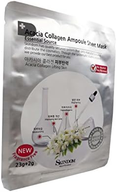 SKINDOM, 4 Mask Sheets of Acacia Collagen Ampoule Sheet Mask, Acacia Collagen Lifting Skin: Moisturizing the Skin, Improvement in Skin, Skin Protection, Muscular Relaxation (23g + 2g/ Sheet)