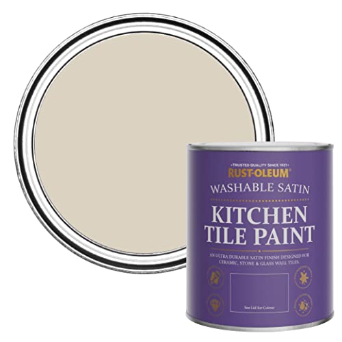 Rust-Oleum Pintura beige resistente al agua para azulejos de cocina en acabado satinado, 750 ml