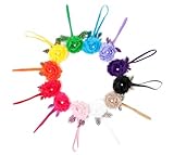 Ema Jane - Vintage Feather Chiffon Rosette Pearl Centered Flower Hair Glued to Skinny Stretchy Headbands (12CT)