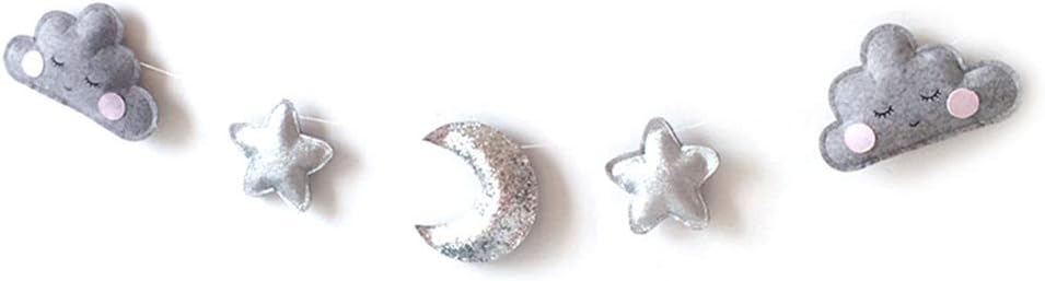 Jiecikou Baby Nursery Room Decor Ornaments Star Moon Hanging Garlands Photo Props Wall Decal
