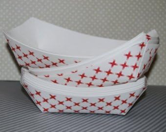 Emmner pack of 50 1 lb Disposable Paper Food Tray for Carnivals, Fairs, Festivals, and Picnics. Holds , Fries, chicken wings, mozzarella stick