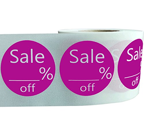 Pink Blank Sale% Off Round Garage Yard Price Paper Sticker - 1.5 Inch Adhesive Label for Retail Store Clearance Promotion Discount Deals Circle Pricemarker Tags Stickers (500 Labels Per Roll)