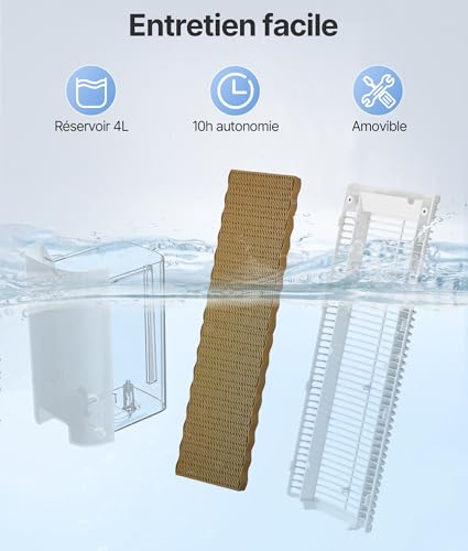 EXNOS Silent Air Cooler - Alternative Air Conditioner Mobile Without Evacuation, 75° Oscillation, 12H Timer, Remote Control, White