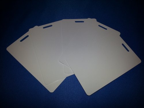 Pack of 50 White CR80 Standard Size PVC Cards with Slot Punch on Short Side by easyIDea