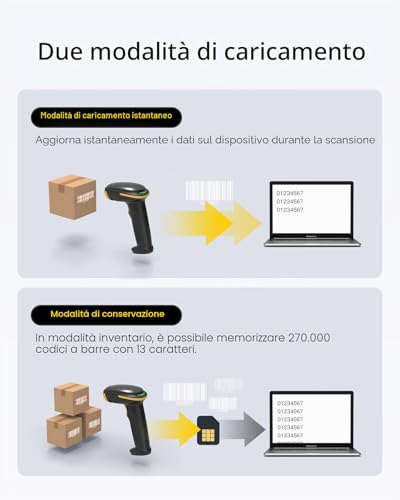 Inateck 1D 2D QR Barcode Reader, Wireless Bar Code Gun Plug and Play, 2600mAh Battery, Barcode Scanner with APP and SDK, Compatible with PC Computer Android iOS iPhone, BCST-23