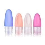 Travel Bottles Silicone Containers Set, Vbestlife Leak Proof Travel Accessories, Refillable Squeezable and Easy to carry Set of 4