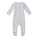 Owlivia Organic Cotton Baby Pajamas, Boys Girls Zip Front Sleep 'N Play, Footed Sleeper, Long Sleeve(0-3 Months, Gray Metallic Star)