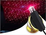 2019 Romantic Auto Roof Star Projector Lights, Flexible Romantic Galaxy USB Night Lamp Fit All Cars Ceiling Decoration Light Interior Ambient Atmosphere -No Need to Install (red)