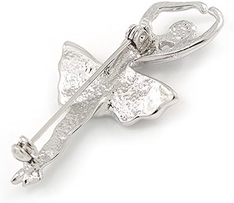 Classic Pastel Colour Enamel Ballerina Brooch In Rhodium Plated Metal - 45mm L, silver, light blue, pink - Image 4