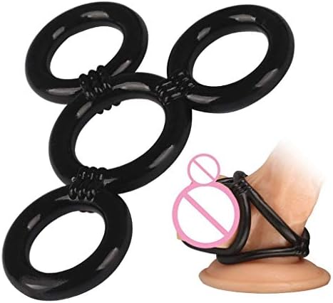 AnLing Mens Four Rings Super Soft Silicone O Ring Enhancer Time Delay Multi Function Adjustable Fitness Rings