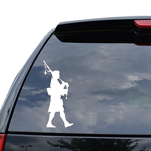 BAGPIPE SCOTTISH PIPER MUSIC Decal Sticker Car Truck Motorcycle Window Ipad Laptop Wall Decor - Size (05 inch / 13 cm Tall) - Color (Matte WHITE)