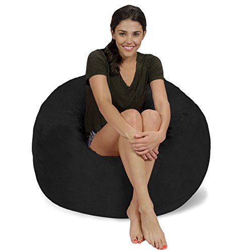 Chill Sack Bean Bag Chair: Large 3' Memory Foam Furniture Bean Bag - Big Sofa with Soft Micro Fiber Cover - Black Micro Suede