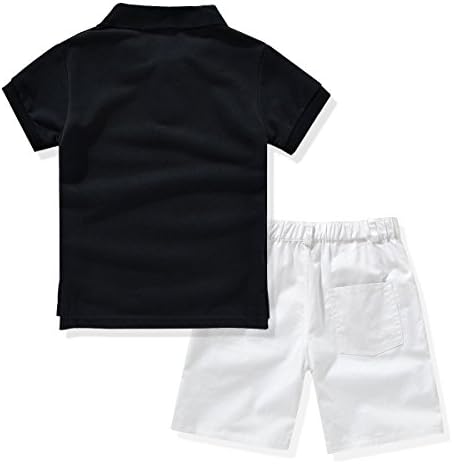 Miniowl Little Boys' 2pcs Shorts Set Polo T-Shirt with Elastic Waistband Shorts