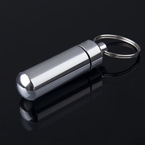 2pcs Brand New Keychain WaterProof Silvery Aluminum Pill Box Drug Case Bottle Holder Container 2pcs Brand New Keychain WaterProof Silvery Aluminum Pill Box Drug Case Bottle Holder Container