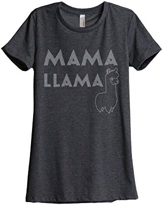 Thread Tank Mama Llama Mother Women Relaxed T-Shirt Tee Charcoal Grey 2X-Large
