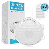 Disposable Dust Mask,N95 Particulate Respirator Mask Safety Face Mask with Breathing Valve 20 Pack For Dust, Pollution, Particle, Pollen, Smoke Construction, Cleaning