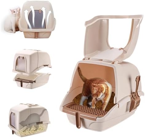 Gluckluz Large Enclosed Cat Litter Box, Hooded Odorless Kitty