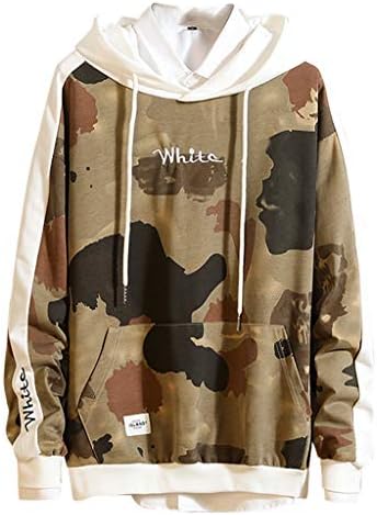 Rikay Camo Colorblock Pullover Hoodie Hooded Top Mens Hooded Sweatshirts Jumper 4 Colors Plus Size M-5XL
