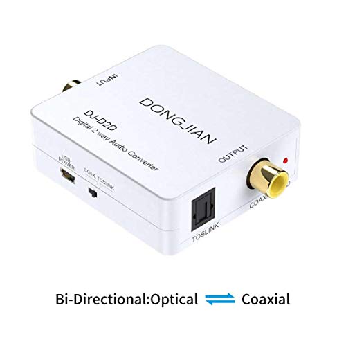 Toslink to Coax Converter SPDIF Loop Coaxial to Optical Audio Adapter Coax Loop Out Digital Two Way Switch Bi-Direction Repeater Splitter