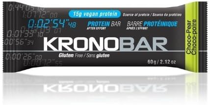 KRONOBAR Nutrition Protein Bar, 100% Natural Performance, Chocolate Pear, 12 count