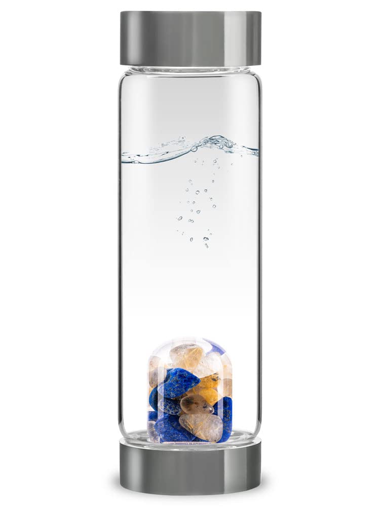 VitaJuwel ViA INSPIRATION - Crystal Water Bottle with Lapis Lazuli & Rutilated Quartz - Creativity, Focus & Dedication
