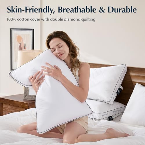 Pacific Coast Gusseted Pillows, Goose Feather and Down Firm Pillows, Luxury Hotel Collection Bed Pillows for Sleeping, Supportive Gusseted Dsign for Side and Back Sleepers (King (Pack of 2))