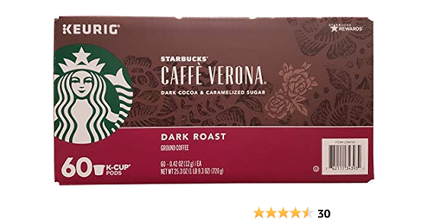 Starbucks Cafe Verona Roast K Cup Pods 