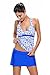 Aleumdr Women's Printed Deep V Neck Halter Tankini Top and Skort Bottom Swimsuit