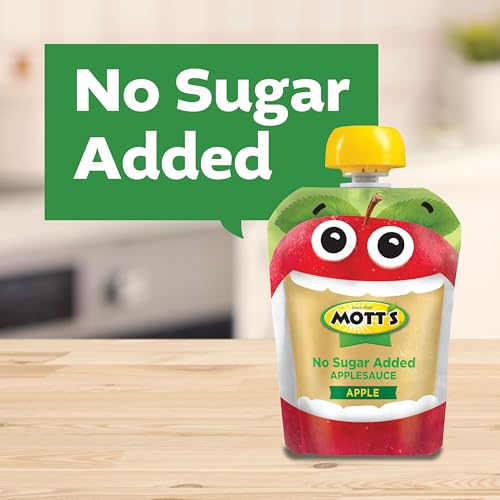 MOTT’S NO SUGAR ADDED APPLESAUCE VARIETY PACK, CINNAMON AND APPLE, MADE FROM REAL FRUIT, NO ARTIFICIAL FLAVORS, 3.2 OZ CLEAR POUCHES, 20 PACK