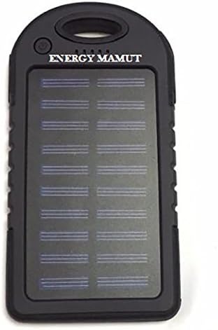 Solar Charger, Energy Mamut 5000mAh Portable Solar Power Bank Waterproof, Shockproof, Dustproof, Dual USB for Cell Phone, iPhone, Samsung, Android, Windows Phone, GoPro Camera, GPS and more. black