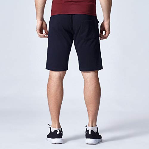 Botrong Men Beach Shorts Summer Sport Breathable Plus Size Letter Printed Casual Shorts Pants with Drawstring Dark Blue