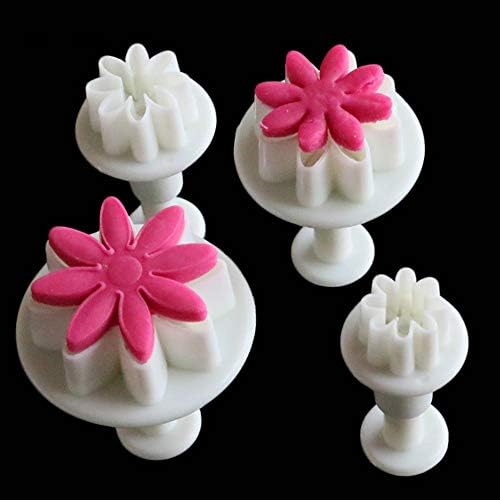 MJOEPR 4Pcs/Set Daisy Flower Cookie Sunflower Plunger Cutter Sugarcraft Fondant Cake Tool Christmas Cake Decorating Mould Tools